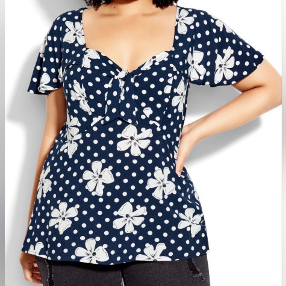 AVENUE Kata Print Top - navy daisy